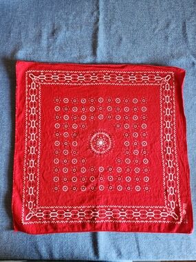 Vintage 1960's Red Fast Color 100% Cotton Bandana